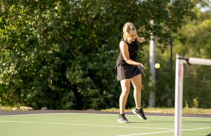 Woman playing Pickleball